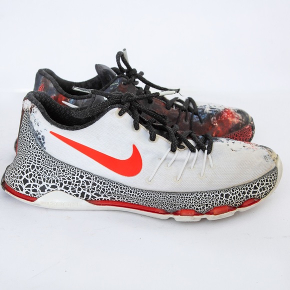 Nike KD 8 Christmas boy’s low top sneaker split design red & black graphic 7Y - Picture 5 of 16